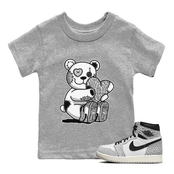 Jordan 1 White Cement Sneaker Match Tees Hugging Bear Sneaker Tees Jordan 1 White Cement Sneaker Release Tees Kids Shirts