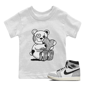Jordan 1 White Cement Sneaker Match Tees Hugging Bear Sneaker Tees Jordan 1 White Cement Sneaker Release Tees Kids Shirts