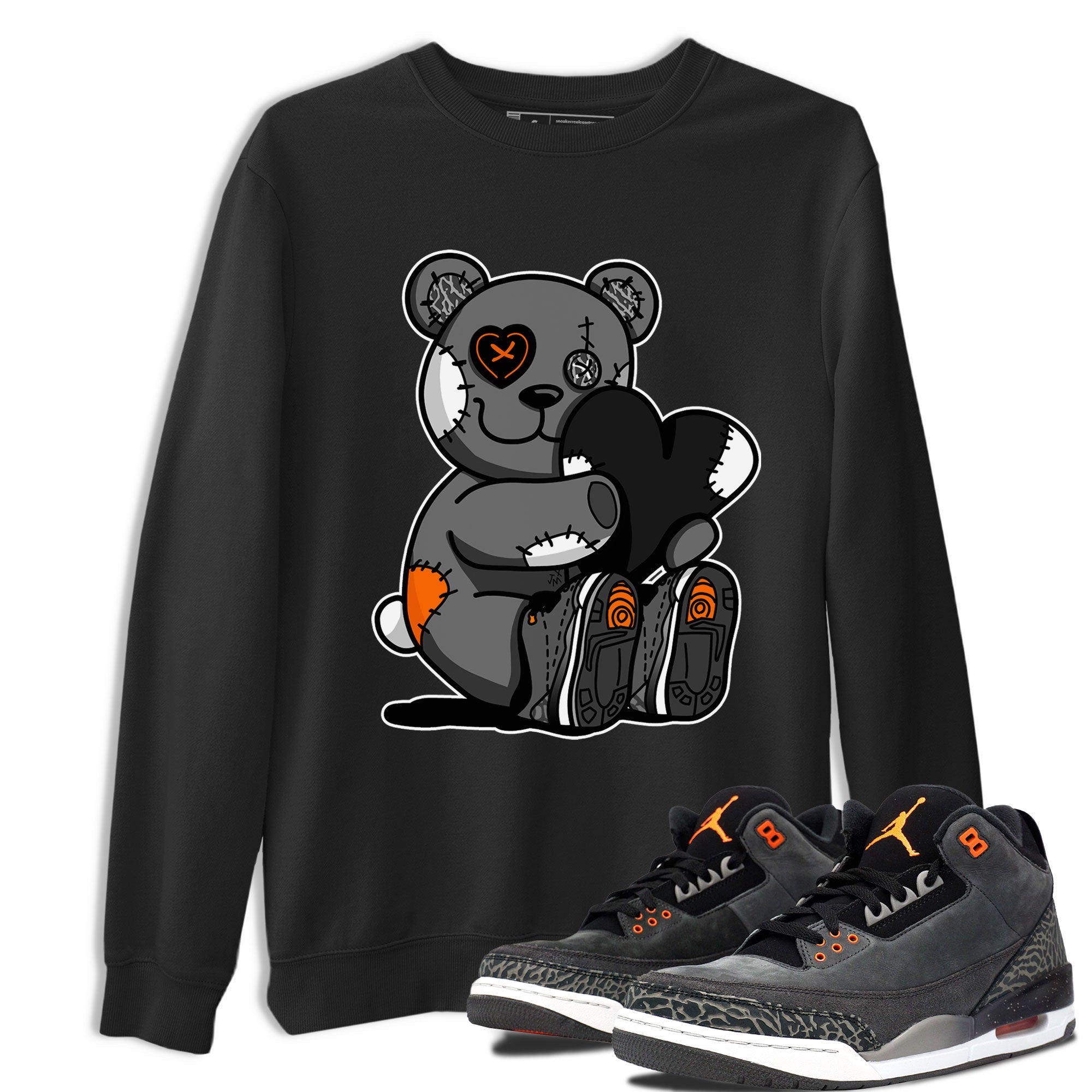 Air Jordan 3 Fear shirt to match jordans Hugging Bear sneaker tees Air Jordan 3 Retro Fear SNRT Sneaker Release Tees Crew Neck T-ShirtUnisex Black 1 T-Shirt