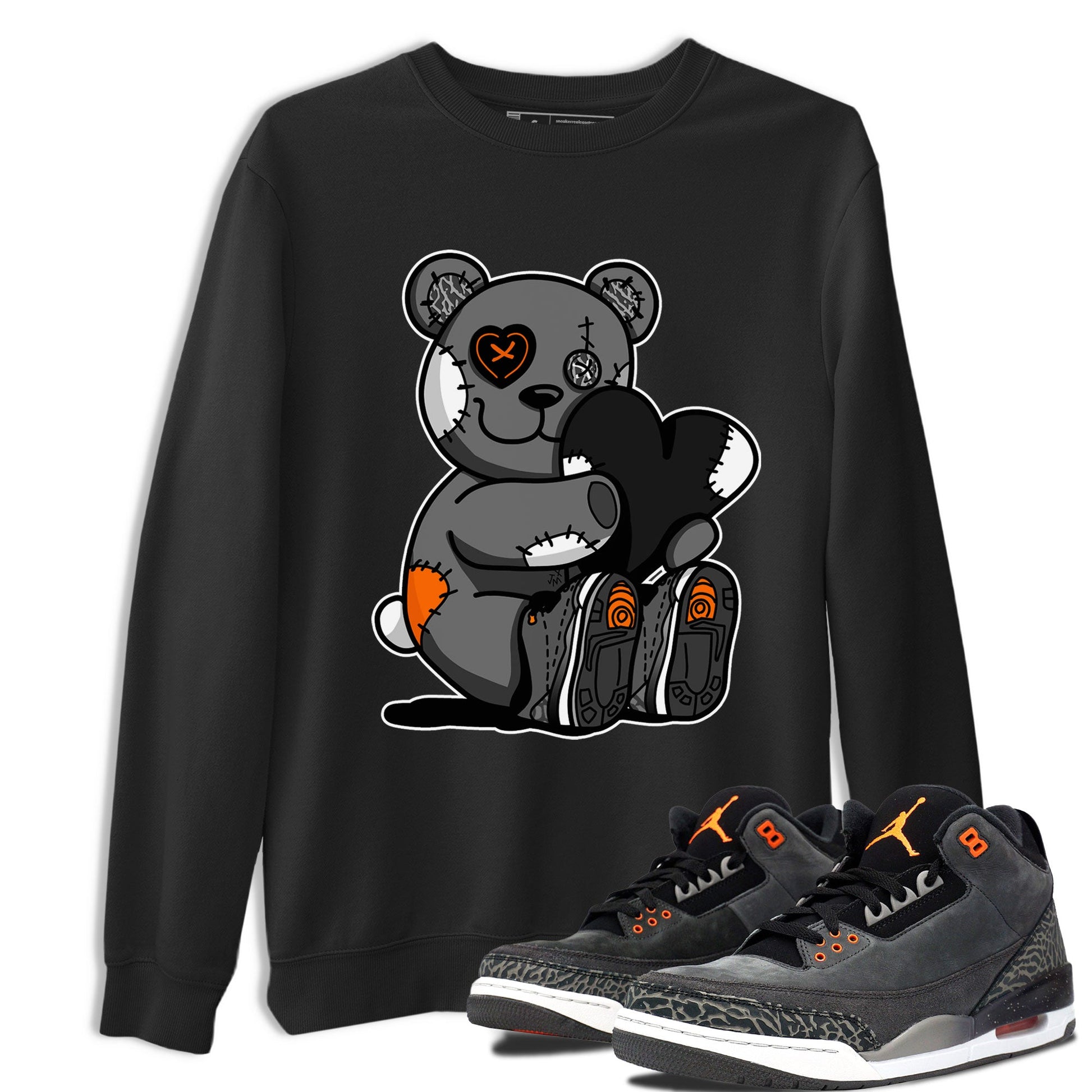Air Jordan 3 Fear shirt to match jordans Hugging Bear sneaker tees Air Jordan 3 Retro Fear SNRT Sneaker Release Tees Crew Neck T-ShirtUnisex Black 1 T-Shirt