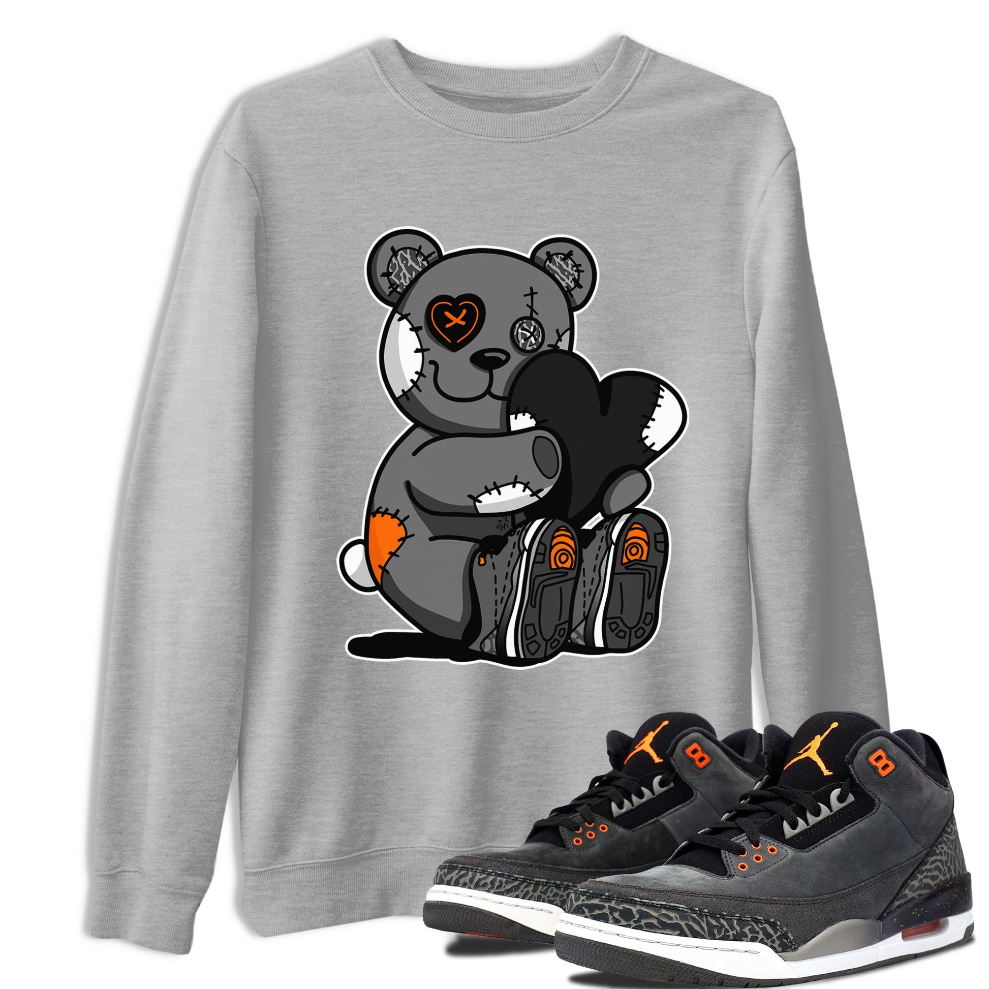 Air Jordan 3 Fear shirt to match jordans Hugging Bear sneaker tees Air Jordan 3 Retro Fear SNRT Sneaker Release Tees Crew Neck T-ShirtUnisex Heather Grey 1 T-Shirt