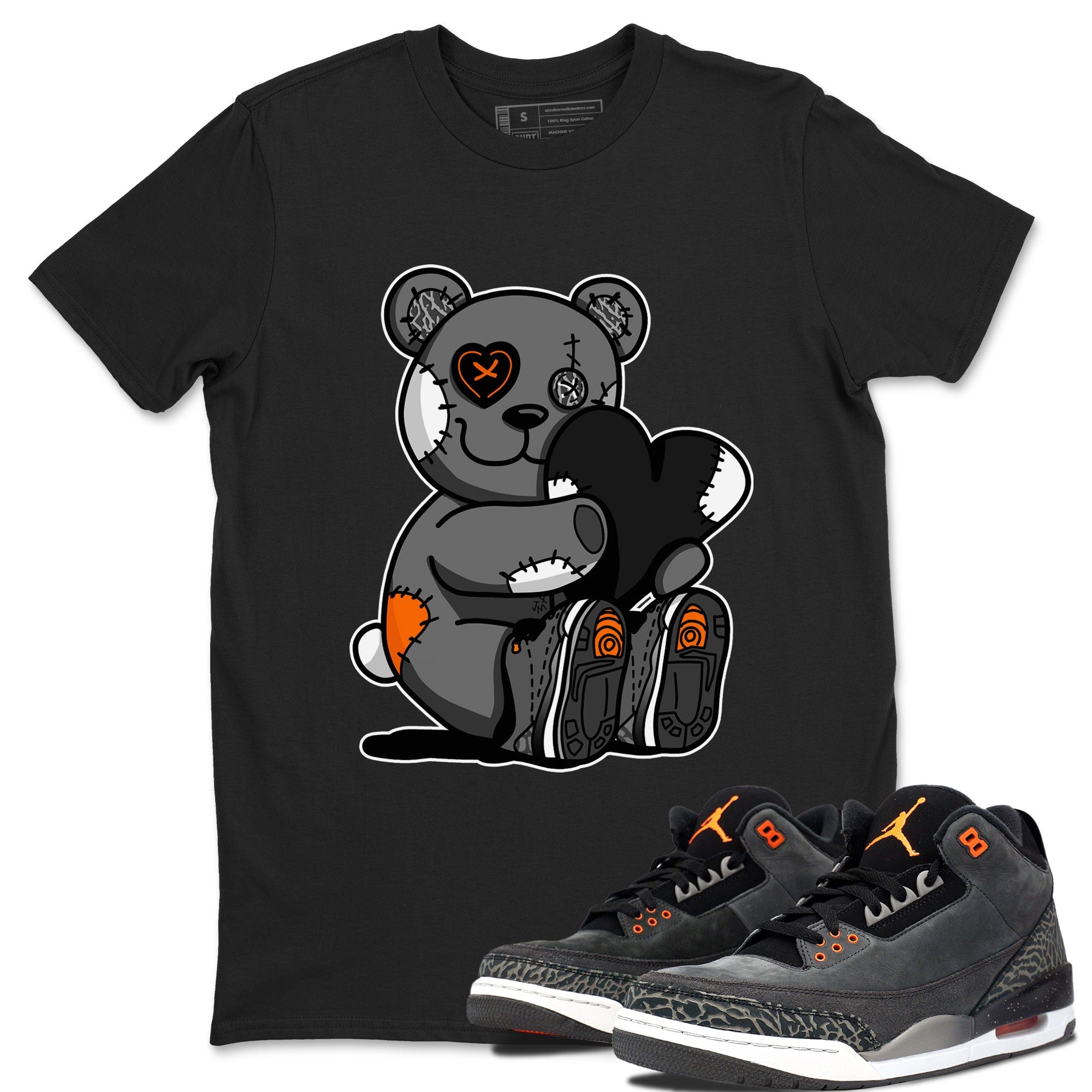 Air Jordan 3 Fear shirt to match jordans Hugging Bear sneaker tees Air Jordan 3 Retro Fear SNRT Sneaker Release Tees Crew Neck T-ShirtUnisex Black 1 T-Shirt