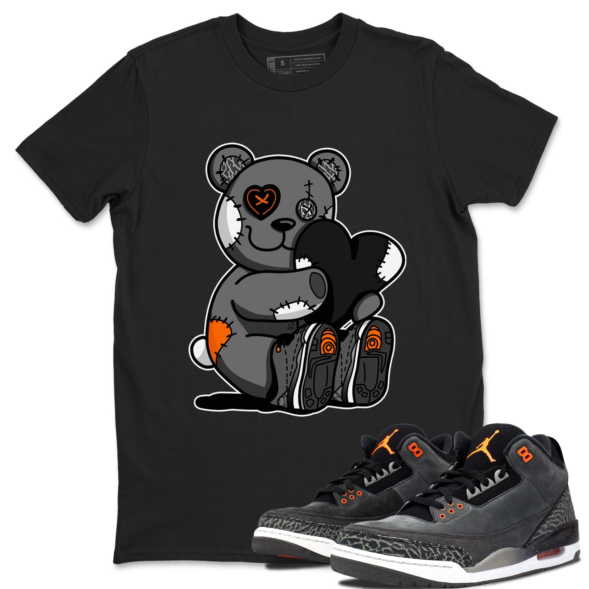 Air Jordan 3 Fear shirt to match jordans Hugging Bear sneaker tees Air Jordan 3 Retro Fear SNRT Sneaker Release Tees Crew Neck T-ShirtUnisex Black 1 T-Shirt