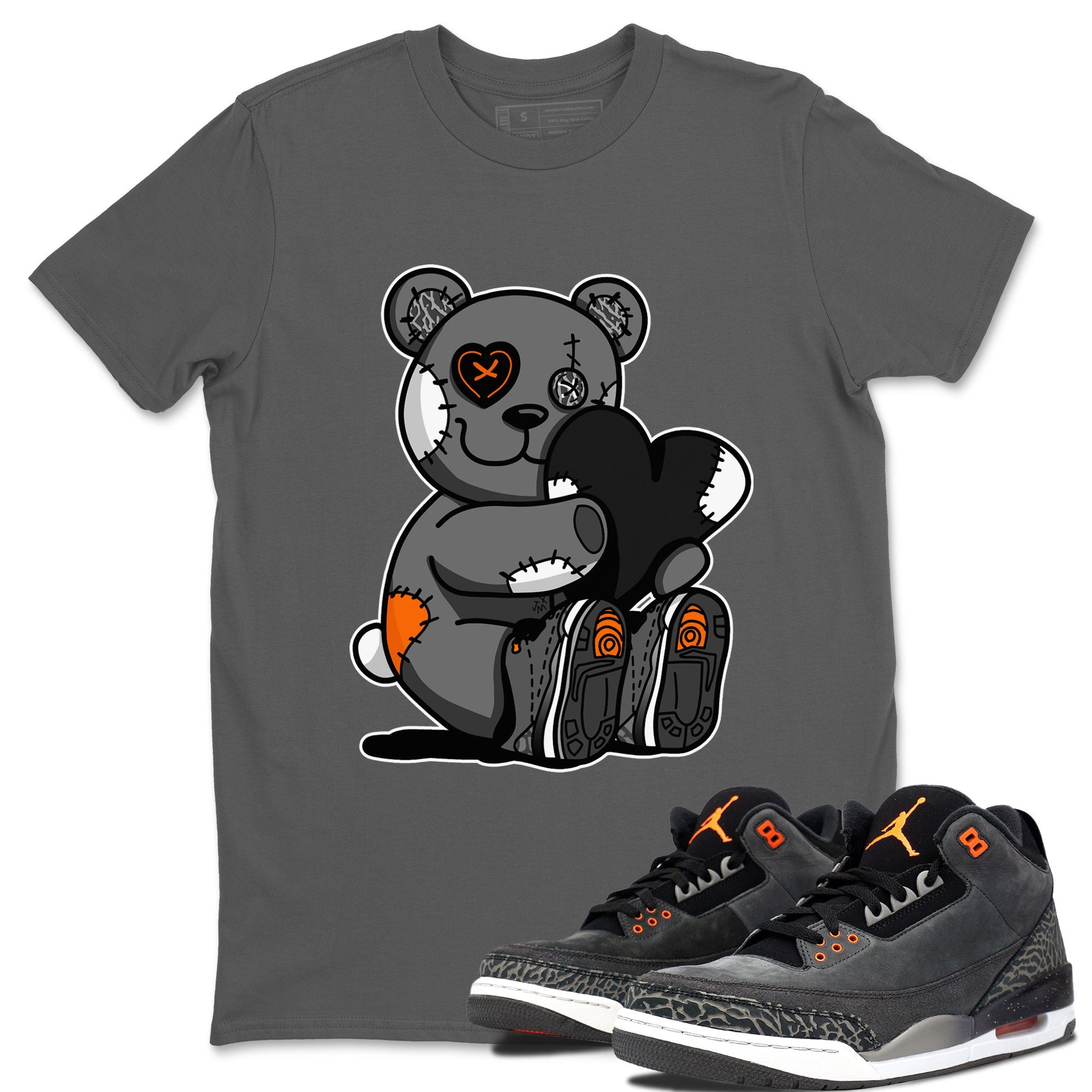 Air Jordan 3 Fear shirt to match jordans Hugging Bear sneaker tees Air Jordan 3 Retro Fear SNRT Sneaker Release Tees Crew Neck T-ShirtUnisex Cool Grey 1 T-Shirt