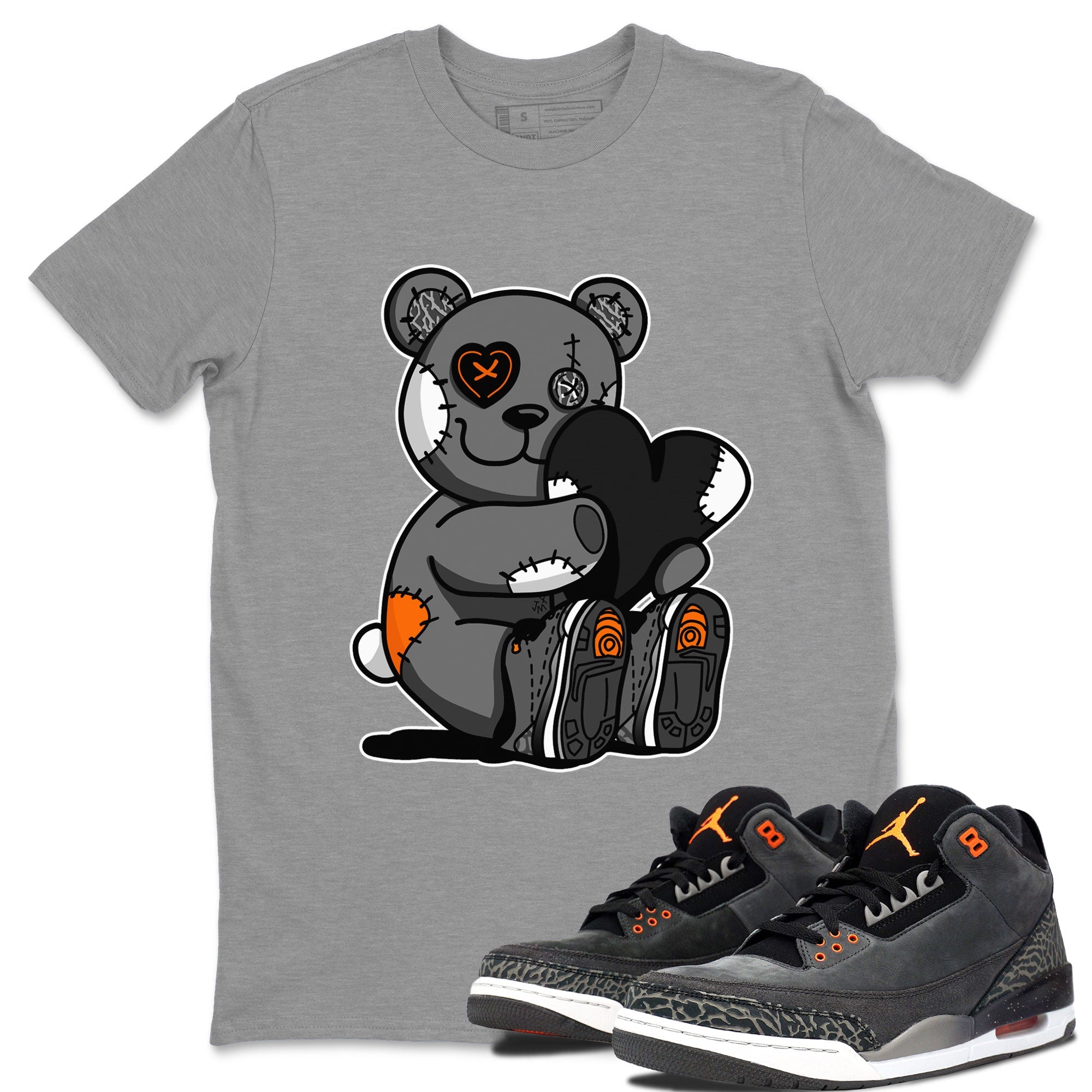 Air Jordan 3 Fear shirt to match jordans Hugging Bear sneaker tees Air Jordan 3 Retro Fear SNRT Sneaker Release Tees Crew Neck T-ShirtUnisex Heather Grey 1 T-Shirt