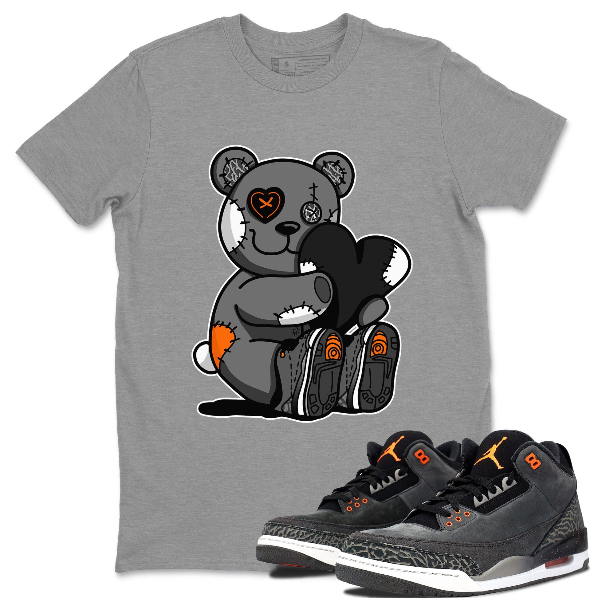 Air Jordan 3 Fear shirt to match jordans Hugging Bear sneaker tees Air Jordan 3 Retro Fear SNRT Sneaker Release Tees Crew Neck T-ShirtUnisex Heather Grey 1 T-Shirt