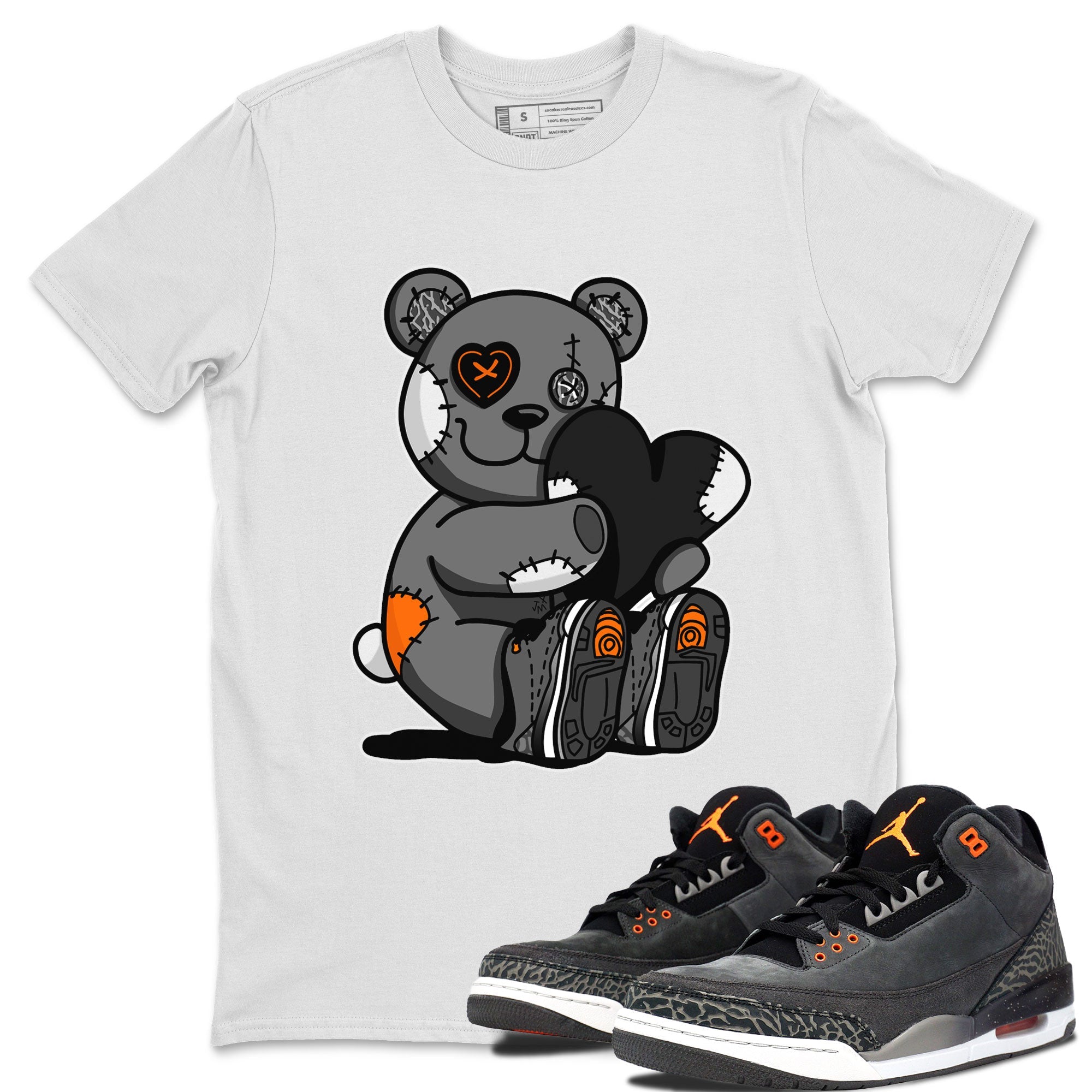Air Jordan 3 Fear shirt to match jordans Hugging Bear sneaker tees Air Jordan 3 Retro Fear SNRT Sneaker Release Tees Crew Neck T-ShirtUnisex White 1 T-Shirt