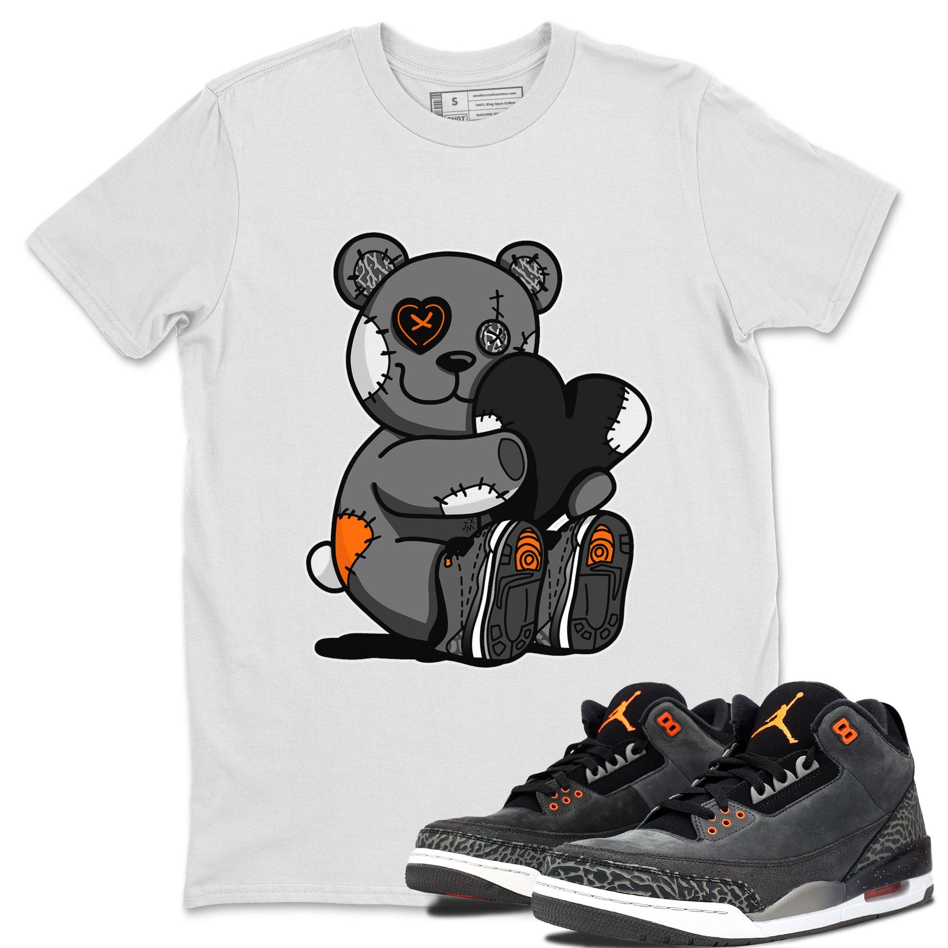 Air Jordan 3 Fear shirt to match jordans Hugging Bear sneaker tees Air Jordan 3 Retro Fear SNRT Sneaker Release Tees Crew Neck T-ShirtUnisex White 1 T-Shirt