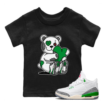 Air Jordan 3 Lucky Green Sneaker Match Tees Hugging Bear Sneaker Tees Jordan 3 Retro Lucky Green Sneaker Release Tees Kids Shirts Black 1