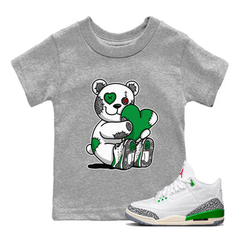 Air Jordan 3 Lucky Green Sneaker Match Tees Hugging Bear Sneaker Tees Jordan 3 Retro Lucky Green Sneaker Release Tees Kids Shirts Heather Grey 1