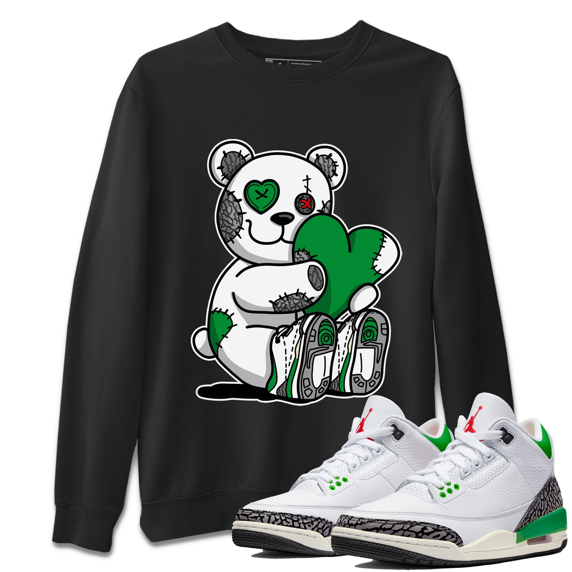 Air Jordan 3 Lucky Green Sneaker Match Tees Hugging Bear Sneaker Tees Jordan 3 Retro Lucky Green Sneaker Release Tees Unisex Shirts Black 1