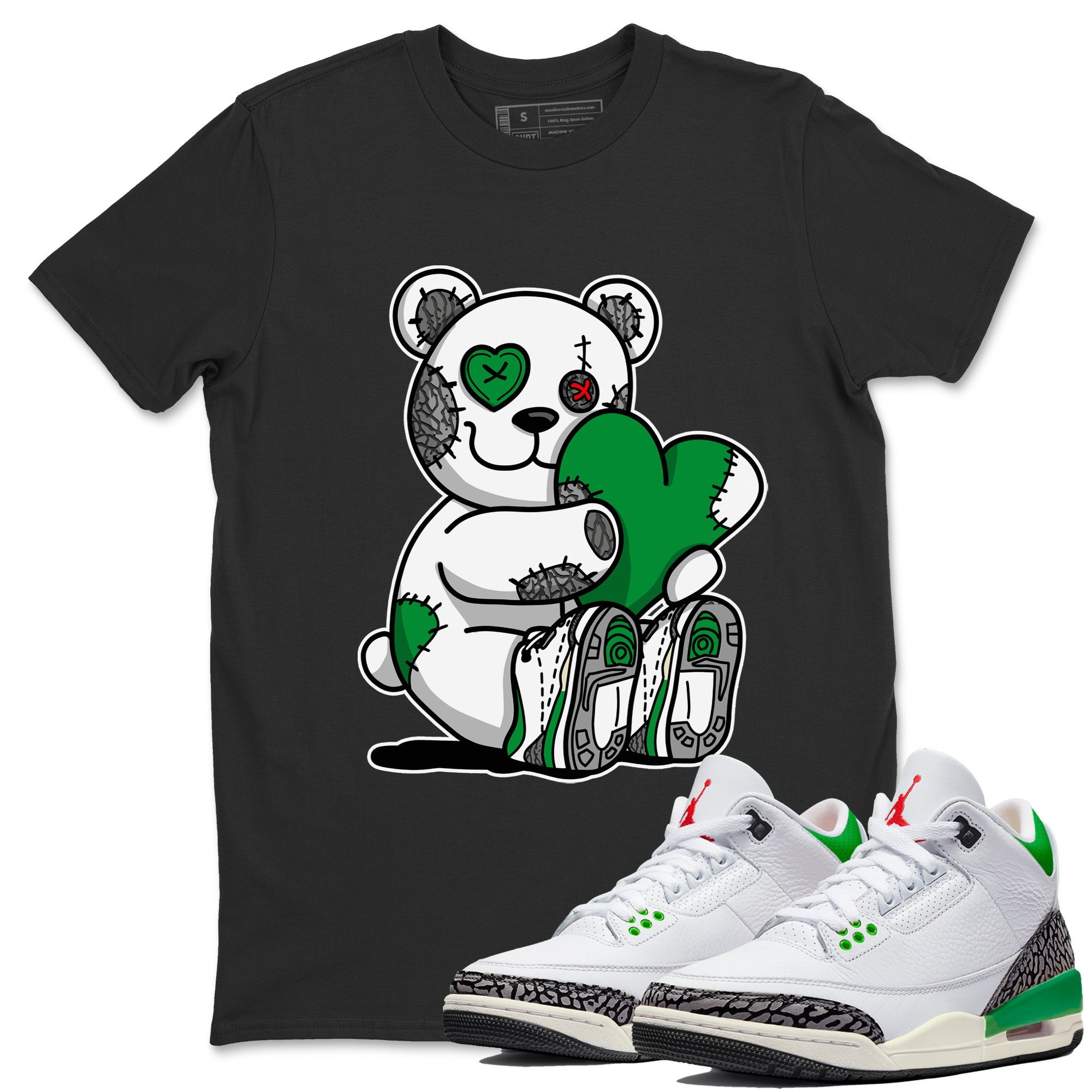 Air Jordan 3 Lucky Green Sneaker Match Tees Hugging Bear Sneaker Tees Jordan 3 Retro Lucky Green Sneaker Release Tees Unisex Shirts Black 1