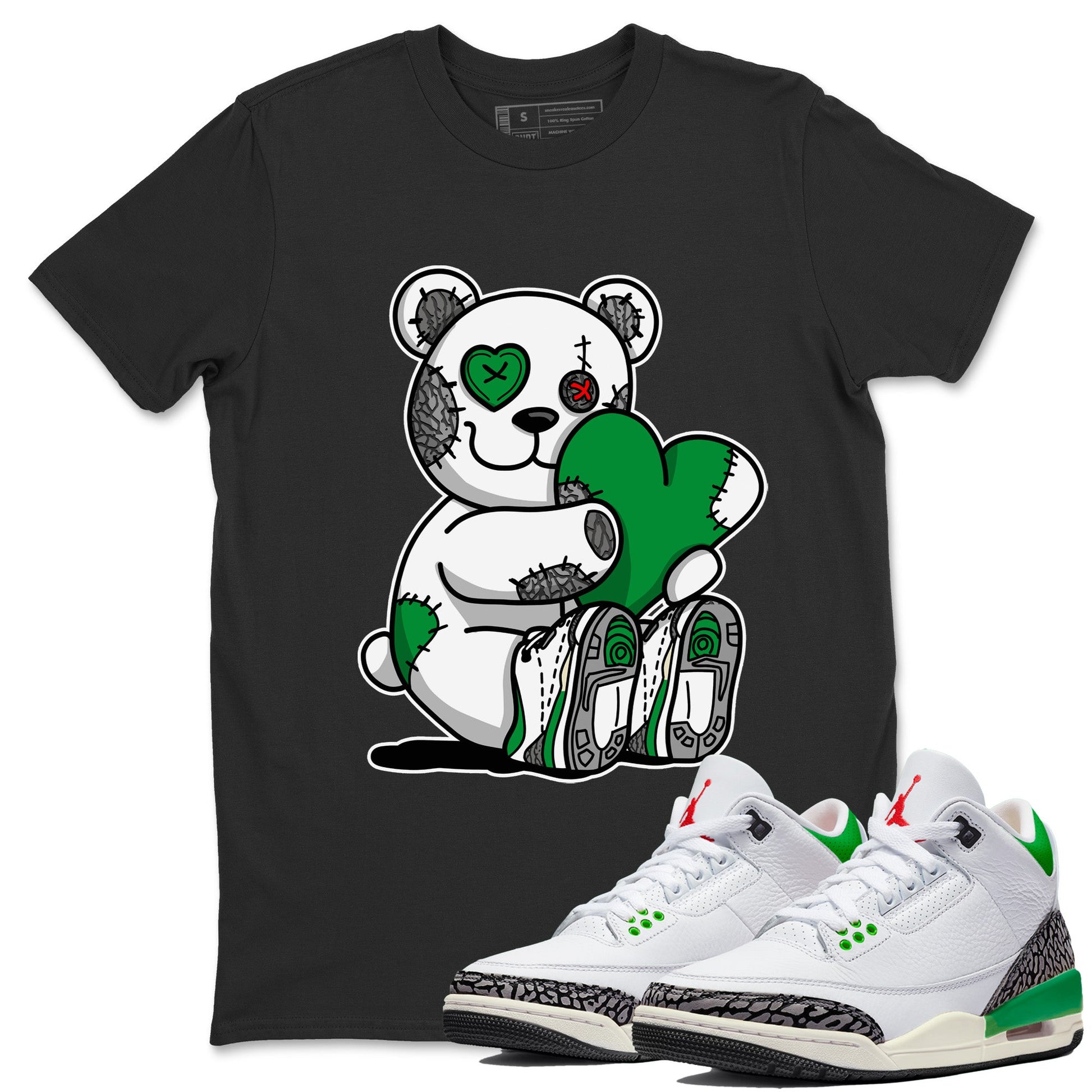 Air Jordan 3 Lucky Green Sneaker Match Tees Hugging Bear Sneaker Tees Jordan 3 Retro Lucky Green Sneaker Release Tees Unisex Shirts Black 1