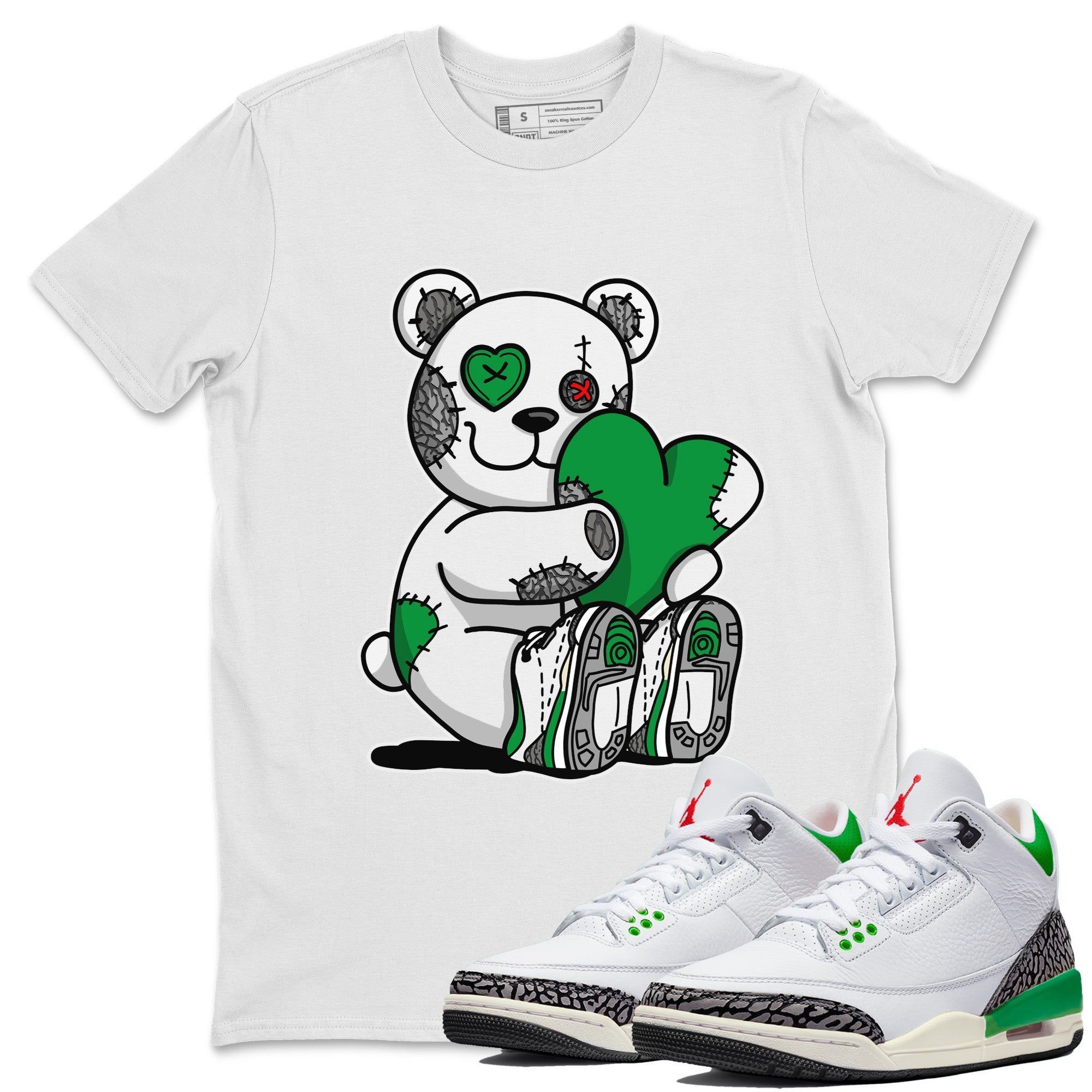 Air Jordan 3 Lucky Green Sneaker Match Tees Hugging Bear Sneaker Tees Jordan 3 Retro Lucky Green Sneaker Release Tees Unisex Shirts White 1