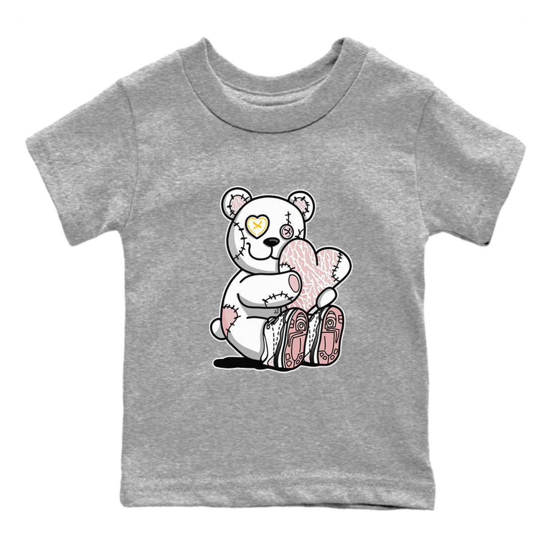 Air Jordan 3 GS Vintage Floral shirt to match jordans Hugging Bear sneaker tees 3s Vintage Floral SNRT sneaker release tees baby toddler Heather Grey 2 cotton Shirt