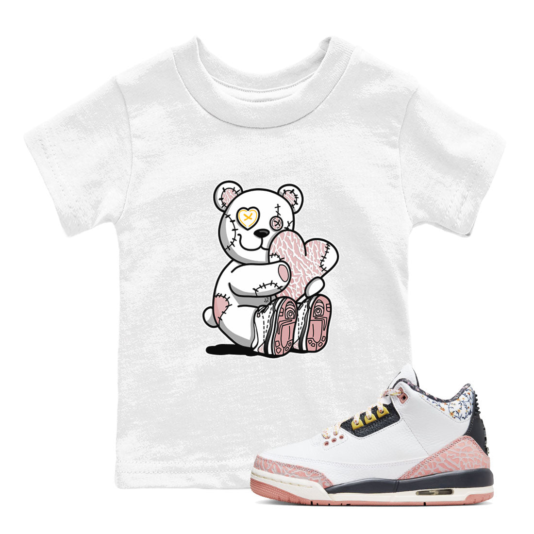 Air Jordan 3 GS Vintage Floral shirt to match jordans Hugging Bear sneaker tees 3s Vintage Floral SNRT sneaker release tees baby toddler White 1 cotton Shirt
