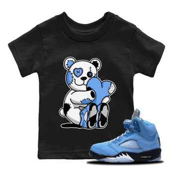 Jordan 5 UNC Jordan Shirts Hugging Bear Sneaker Tees Air Jordan 5 Retro UNC Sneaker Release Tees Kids Shirts Black 1