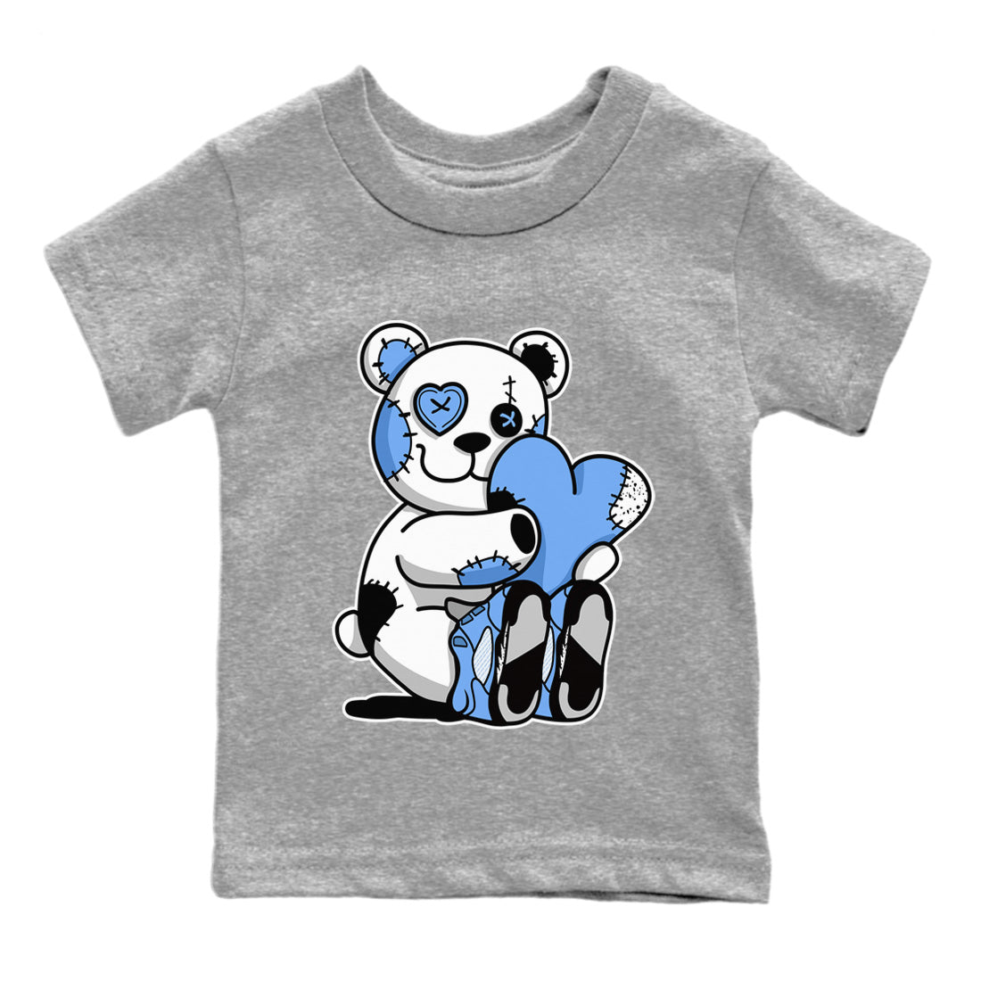 Jordan 5 UNC Jordan Shirts Hugging Bear Sneaker Tees Air Jordan 5 Retro UNC Sneaker Release Tees Kids Shirts Heather Grey 2