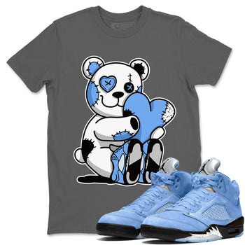 Air Jordan 5 UNC Hugging Bear Crew Neck Sneaker Tees Air Jordan 5 Retro UNC Sneaker T-Shirts Washing and Care Tip
