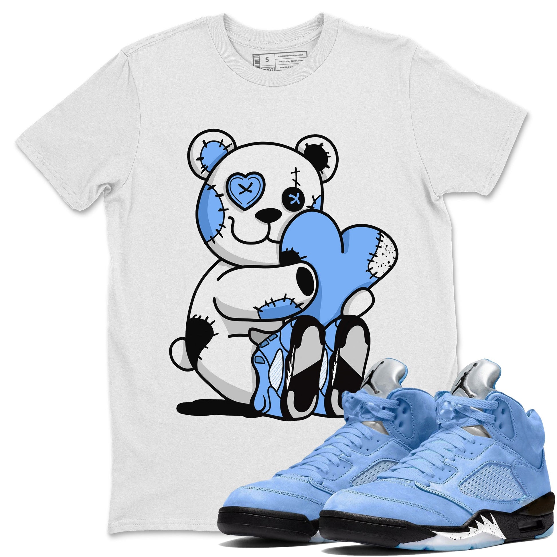 Jordan 5 UNC Jordan Shirts Hugging Bear Sneaker Tees Air Jordan 5 UNC SNRT Sneaker Tees Unisex Shirts White 1