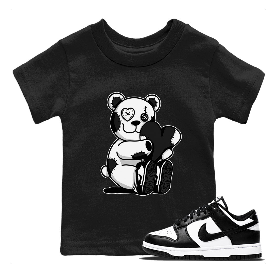 Dunk Panda Sneaker Match Tees Hugging Bear Sneaker Tees Dunk Low Panda Dunks Black White SNRT Sneaker Release Tees Kids and Baby Youth Shirts Black 1