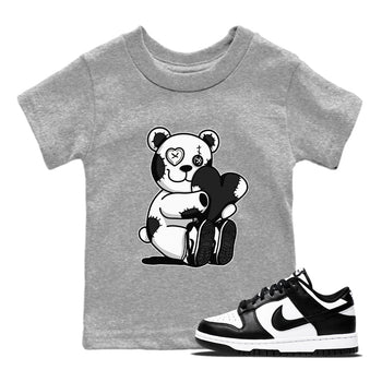 Dunk Panda Sneaker Match Tees Hugging Bear Sneaker Tees Dunk Low Panda Dunks Black White SNRT Sneaker Release Tees Kids and Baby Youth Shirts Heather Grey 1
