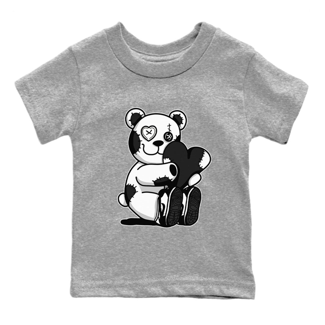 Dunk Panda Sneaker Match Tees Hugging Bear Sneaker Tees Dunk Low Panda Dunks Black White SNRT Sneaker Release Tees Kids and Baby Youth Shirts Heather Grey 2