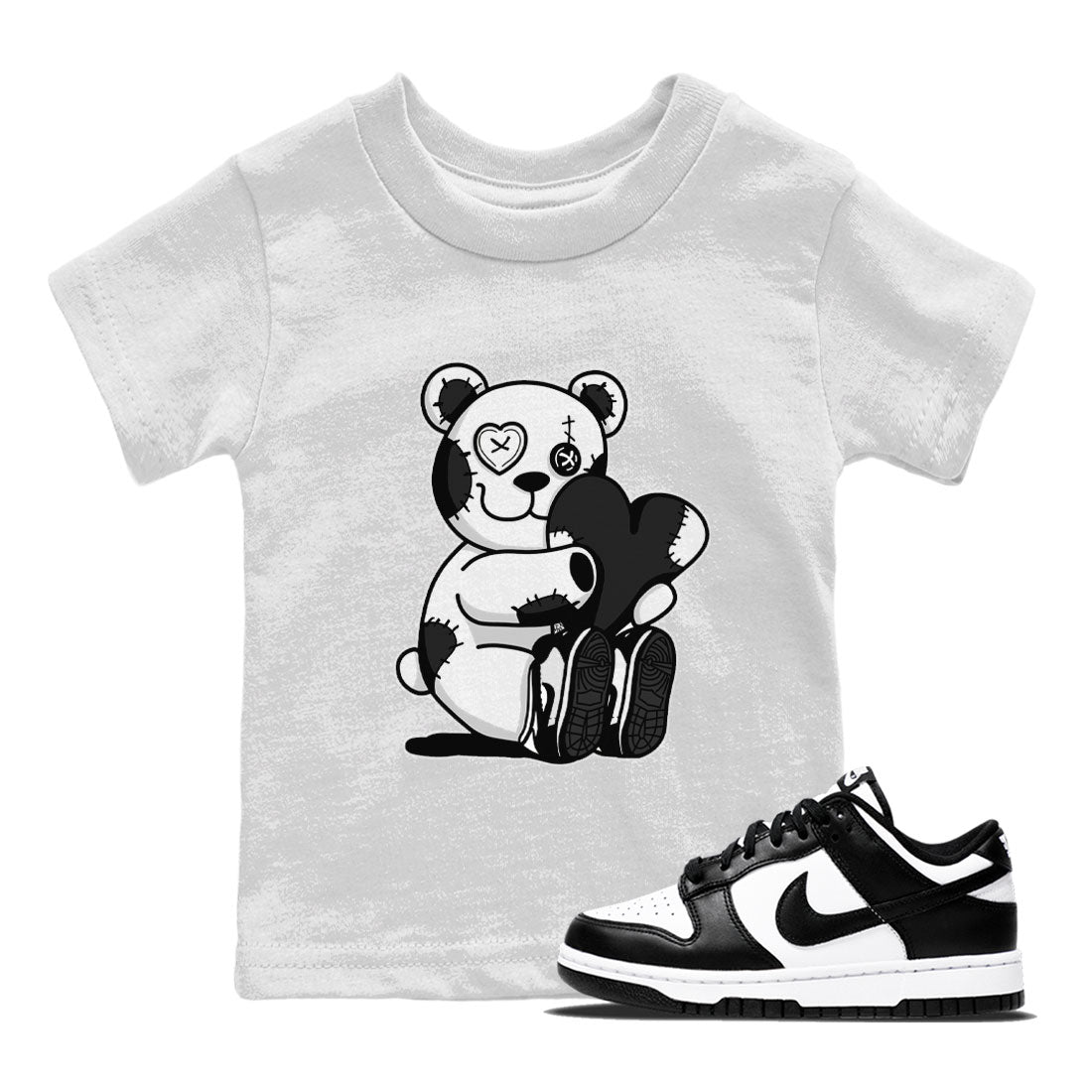 Dunk Panda Sneaker Match Tees Hugging Bear Sneaker Tees Dunk Low Panda Dunks Black White SNRT Sneaker Release Tees Kids and Baby Youth Shirts White 1