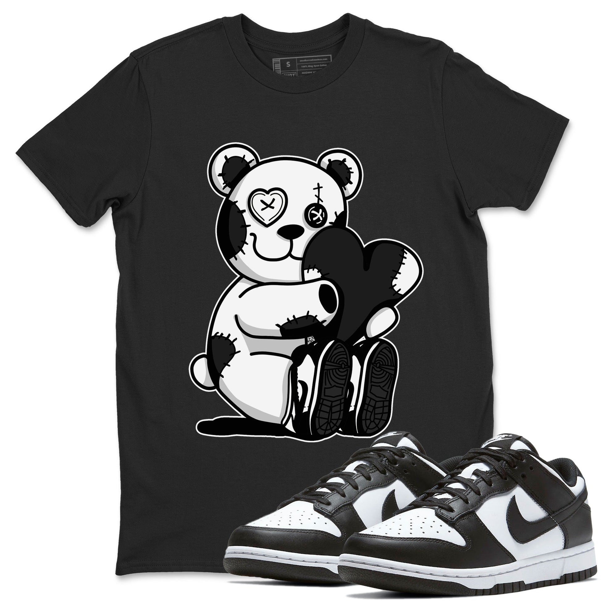 Dunk Panda Sneaker Match Tees Hugging Bear Sneaker Tees Dunk Low Panda Dunks Black White SNRT Sneaker Release Tees Unisex Shirts Black 1