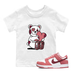 Dunk Valentines Day tees to match jordans Hugging Bear sneaker tees Dunk Valentines Day 2024 SNRT Sneaker Tees Baby Toddler Sneaker Matching Shirt White 1 T-Shirt