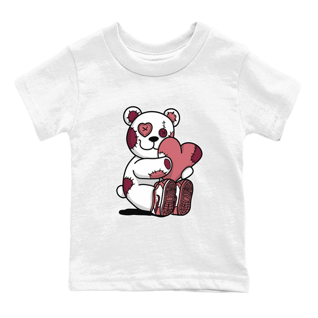 Dunk Valentines Day tees to match jordans Hugging Bear sneaker tees Dunk Valentines Day 2024 SNRT Sneaker Tees Baby Toddler Sneaker Matching Shirt White 2 T-Shirt
