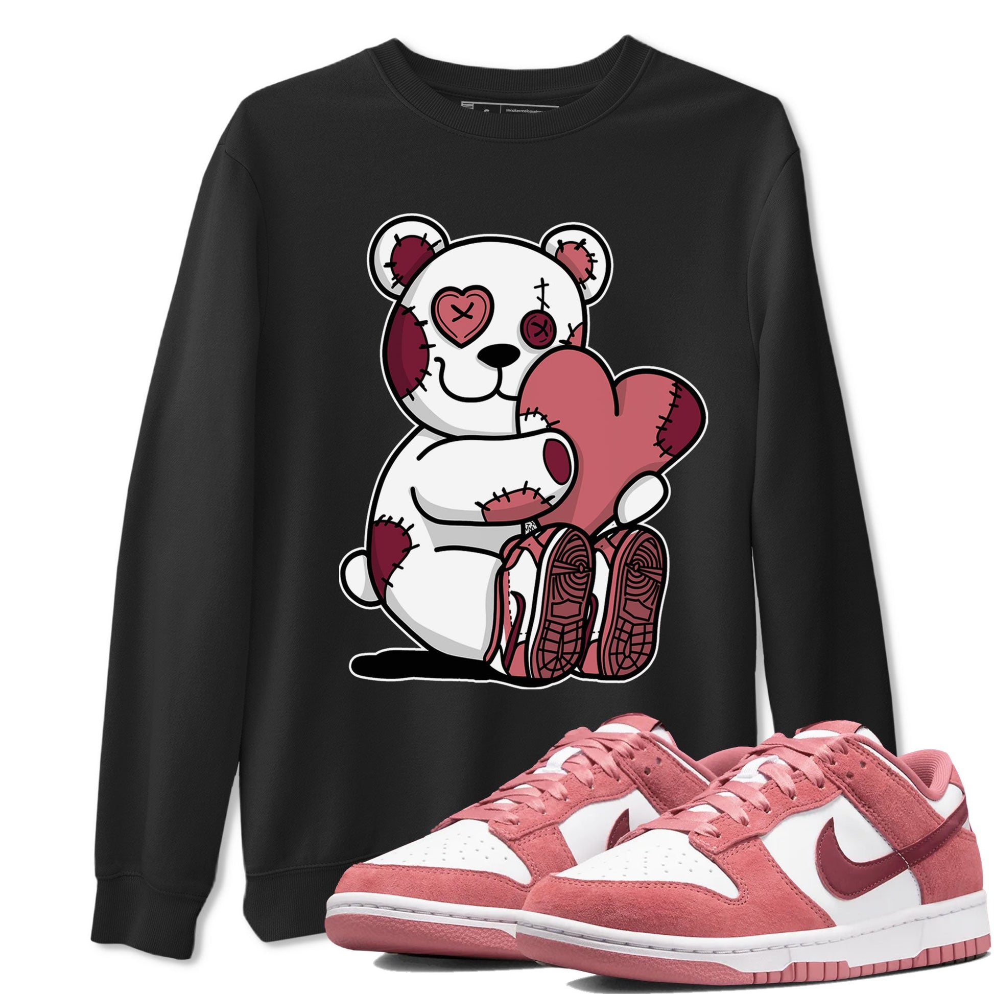 Dunk Valentines Day tees to match jordans Hugging Bear sneaker tees Dunk Valentines Day 2024 SNRT Sneaker Tees Unisex Sneaker Matching Clothes Black 1 T-Shirt