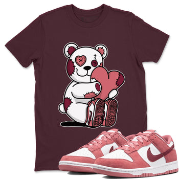 Dunk Valentines Day tees to match jordans Hugging Bear sneaker tees Dunk Valentines Day 2024 SNRT Sneaker Tees Unisex Sneaker Matching Clothes Maroon 1 T-Shirt