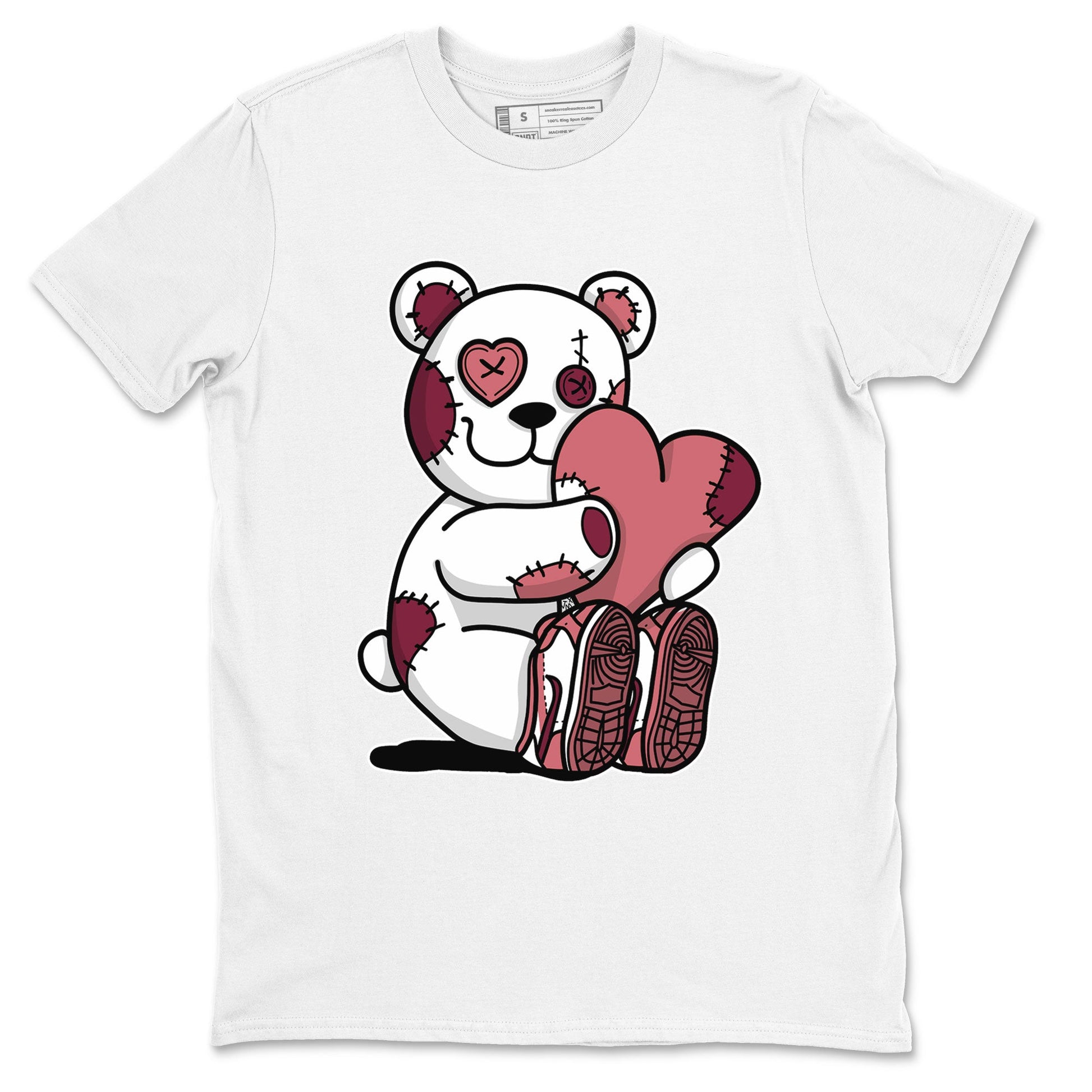 Dunk Valentines Day tees to match jordans Hugging Bear sneaker tees Dunk Valentines Day 2024 SNRT Sneaker Tees Unisex Sneaker Matching Clothes White 2 T-Shirt