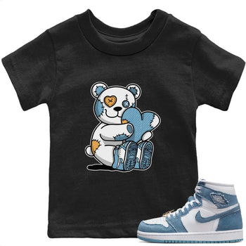 Jordan 1 Denim Sneaker Match Tees Hugging Bear Sneaker Tees Jordan 1 Denim Sneaker Release Tees Kids Shirts