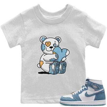 Jordan 1 Denim Sneaker Match Tees Hugging Bear Sneaker Tees Jordan 1 Denim Sneaker Release Tees Kids Shirts