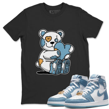 Jordan 1 Denim Sneaker Match Tees Hugging Bear Sneaker Tees Jordan 1 Denim Sneaker Release Tees Unisex Shirts