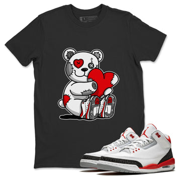 Jordan 3 Fire Red Sneaker Match Tees Hugging Bear Sneaker Tees Jordan 3 Fire Red Sneaker Release Tees Unisex Shirts