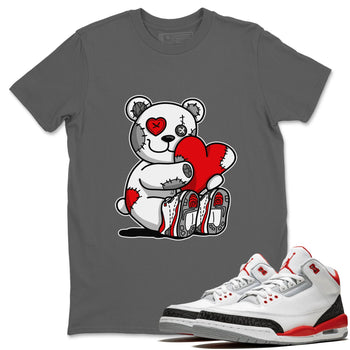 Jordan 3 Fire Red Sneaker Match Tees Hugging Bear Sneaker Tees Jordan 3 Fire Red Sneaker Release Tees Unisex Shirts