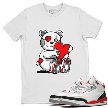 Jordan 3 Fire Red Sneaker Match Tees Hugging Bear Sneaker Tees Jordan 3 Fire Red Sneaker Release Tees Unisex Shirts