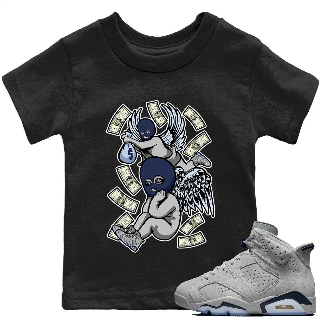 Jordan 6 Georgetown Sneaker Match Tees Hustle Angels Sneaker Tees Jordan 6 Georgetown Sneaker Release Tees Kids Shirts