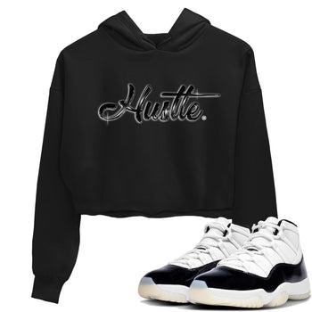 AJ11 Gratitude sneaker shirt to match jordans Hustle Chrome sneaker tees Air Jordan 11 Gratitude SNRT Sneaker Release Tees Black 1 Crop T-Shirt