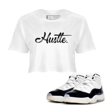 AJ11 Gratitude sneaker shirt to match jordans Hustle Chrome sneaker tees Air Jordan 11 Gratitude SNRT Sneaker Release Tees White 1 Crop T-Shirt
