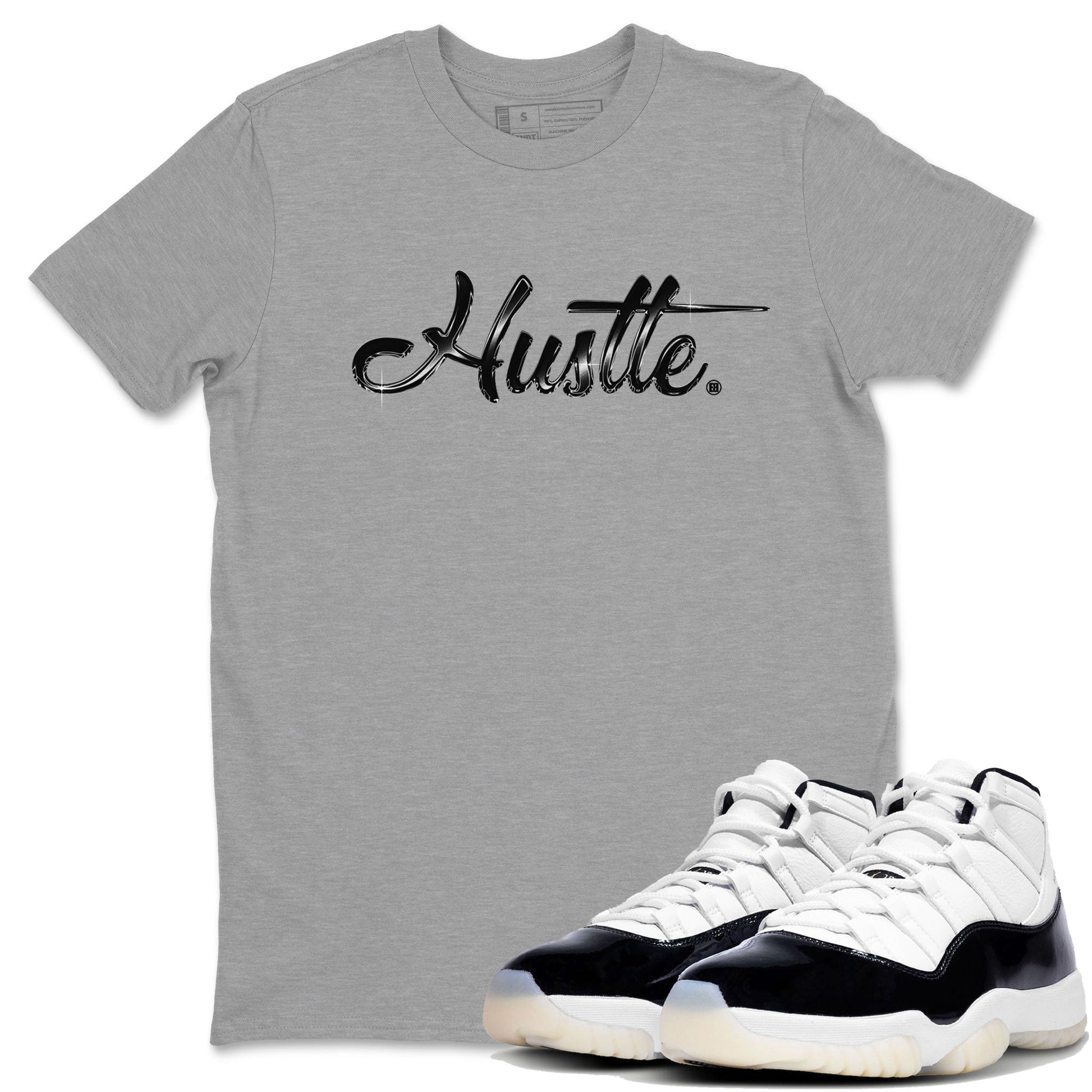 AJ11 Gratitude sneaker shirt to match jordans Hustle Chrome sneaker tees Air Jordan 11 Gratitude SNRT Sneaker Tees Crew Neck Unisex Cotton Sneaker T-Shirt Heather Grey 1 T-Shirt