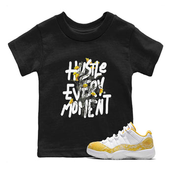 Air Jordan 11 Yellow Python Sneaker Match Tees Hustle Every Moment Sneaker Tees Air Jordan 11 Yellow Python Tees Kids Shirts Black 1