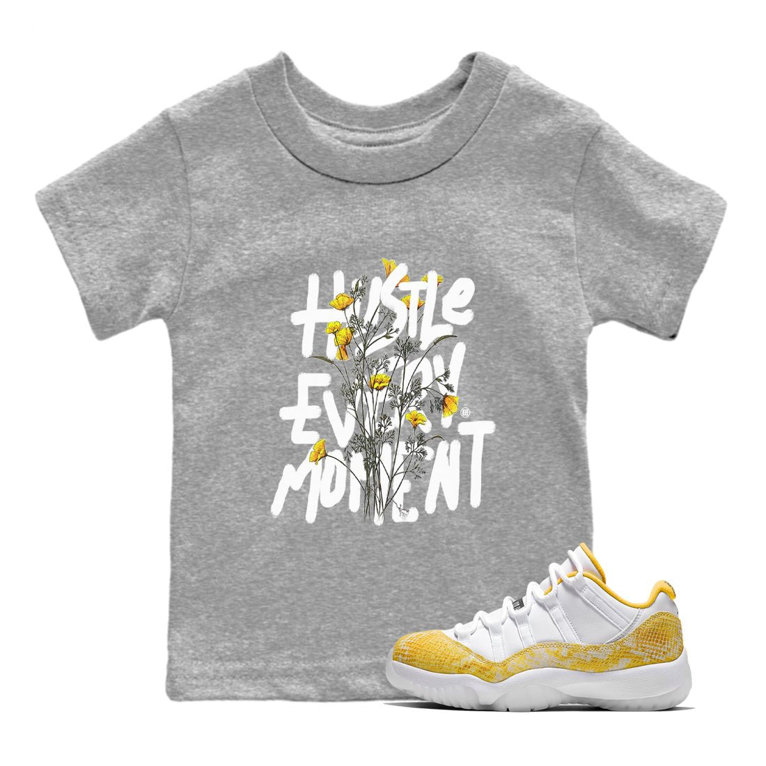 Hustle Every Moment Kids Tops - Air Jordan 11 Yellow Python | SNRT ...