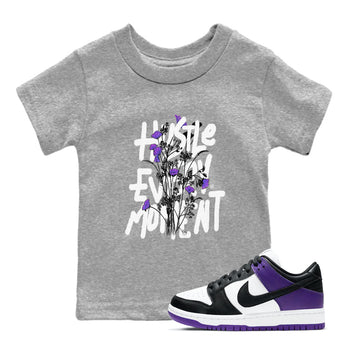 Hustle Every Moment sneaker match tees to Court Purple Dunks street fashion brand for shirts to match Jordans SNRT Sneaker Tees Dunk Low Court Purple unisex t-shirt Heather Grey 1 youth shirt