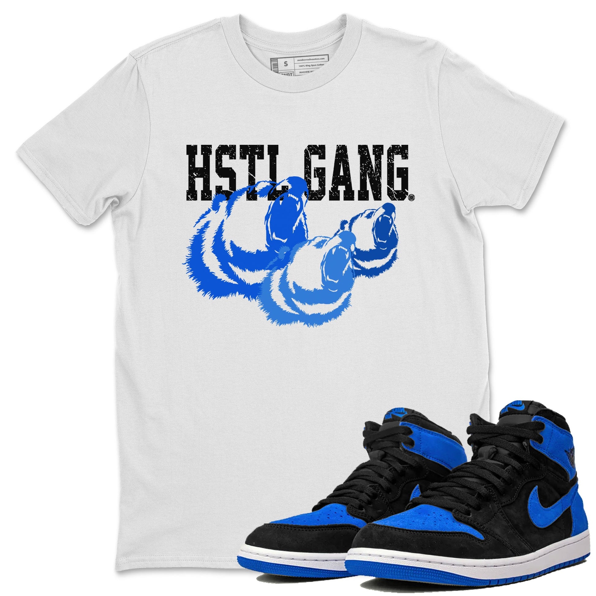 1s Royal Reimagined shirt to match jordans Hustle Gang sneaker tees Air Jordan 1 Royal Reimagined SNRT Sneaker Release Tees Unisex White 1 T-Shirt