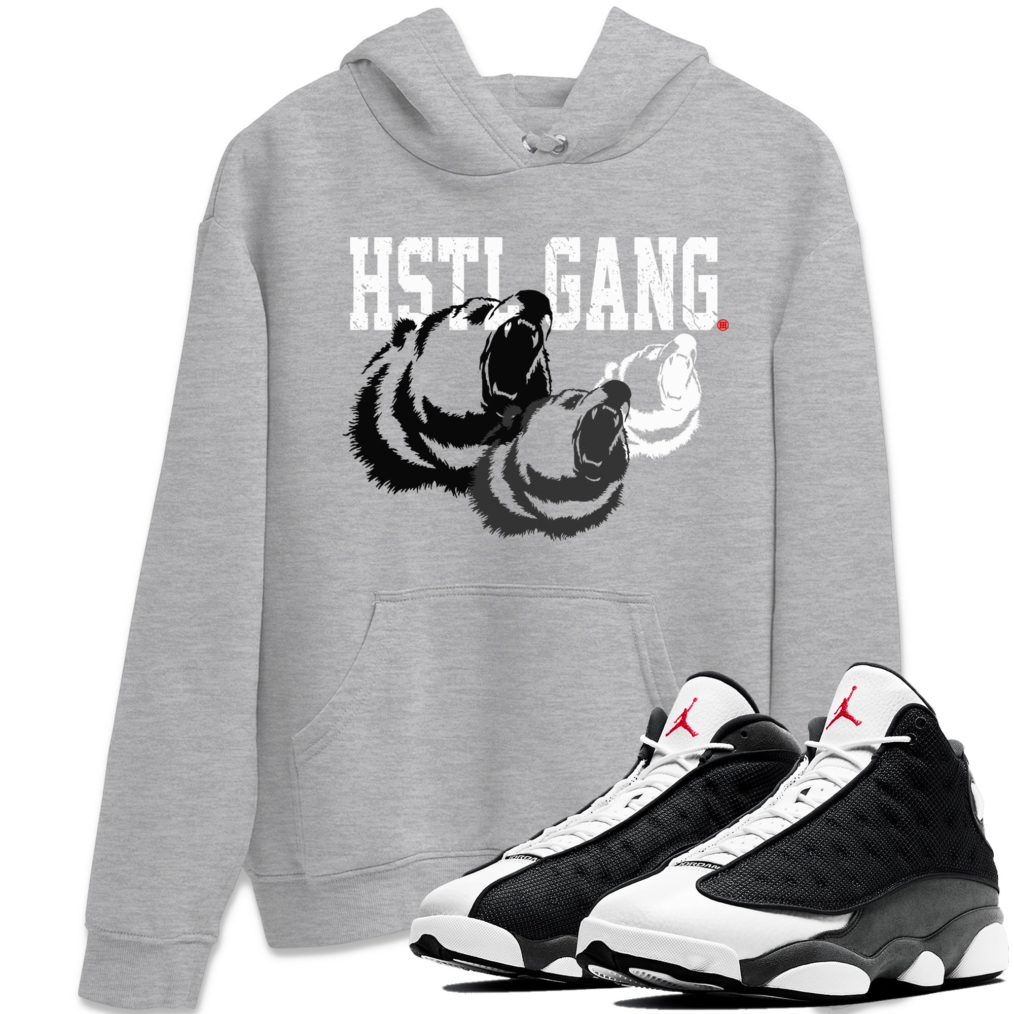 Air Jordan 13 Black Flint Sneaker Match Tees Hustle Gang Sneaker Tees AJ13 Black Flint Sneaker Release Tees Unisex Shirts Heather Grey 1