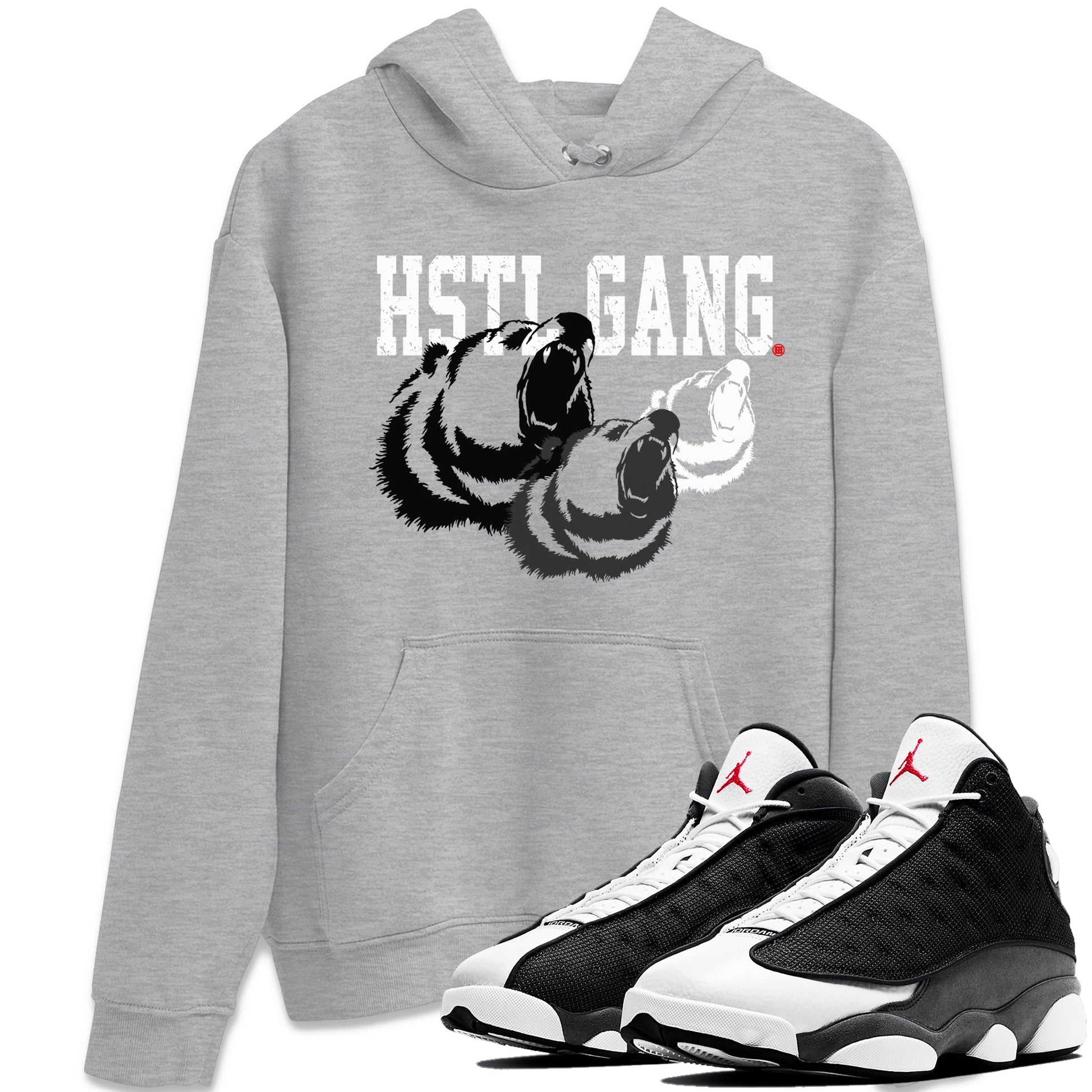Air Jordan 13 Black Flint Sneaker Match Tees Hustle Gang Sneaker Tees AJ13 Black Flint Sneaker Release Tees Unisex Shirts Heather Grey 1